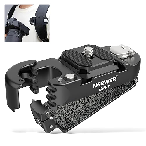 NEEWER Backpack Camera Clip Mount with Square QR Plate, Upgraded Safety Latch, Quick Release Camera Belt Clip Backpack Strap Compatible with PD QR