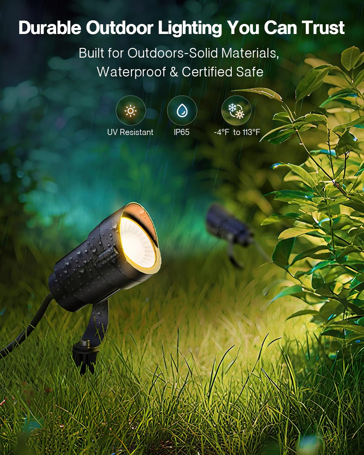 HIBOITEC Low Voltage Landscape Lighting with Connectors 12W Spotlights Landscape Lights Kit 12-24V AC/DC IP65 Waterproof 2700K for House Yard Trees