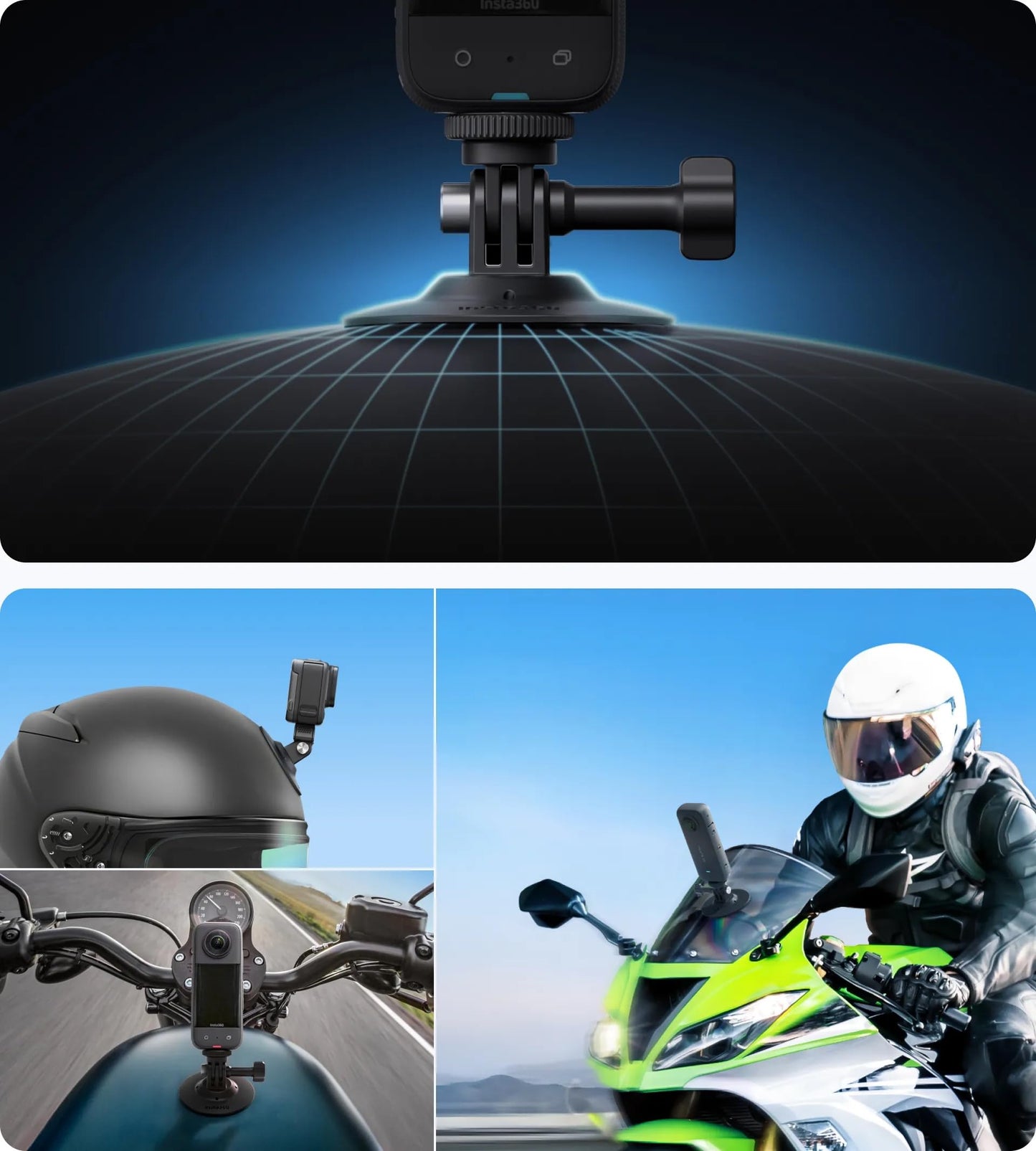 Insta360 Motorcycle Bundle New Version-Complete Mounting Kit X5/X4 Air/X4/X3/X2/Cameras | Compatible with ACE PRO2/GO 3S/Go Ultra, DJI OSMO Action