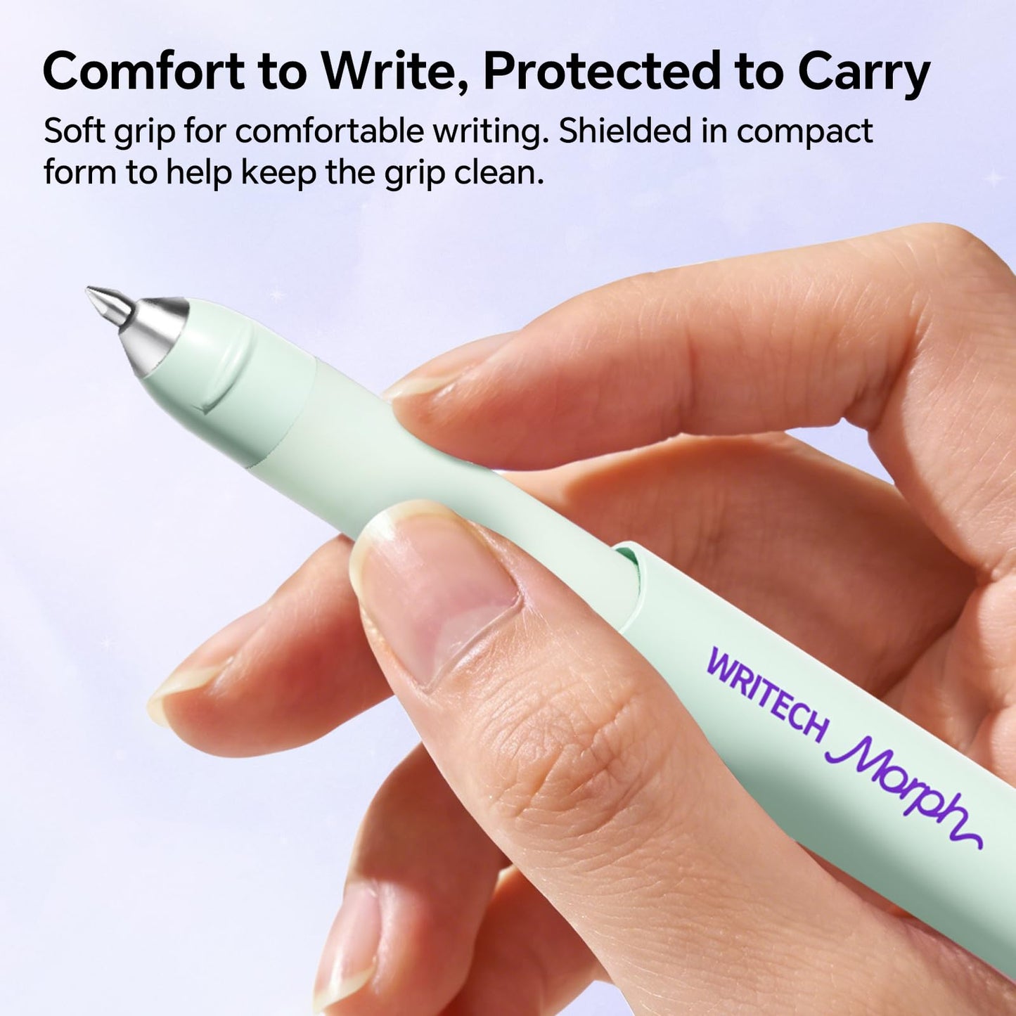 WRITECH Gel Pens Medium Point: Morph 0.7mm Black Ink Mini to Full Size Soft Grip Portable Extendable Pocket Pen Set with 2 Pens and 2 Refills