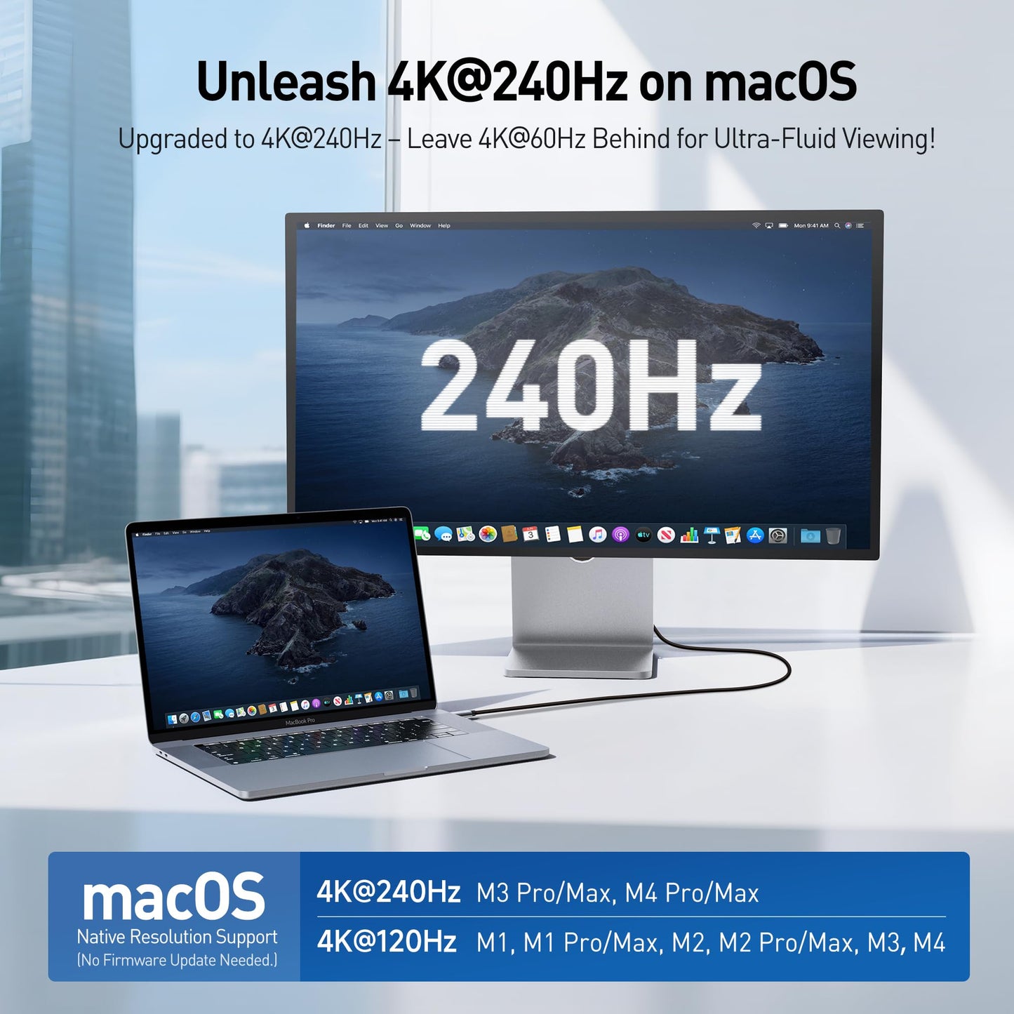 Cable Matters 48Gbps 8K Unidirectional USB C to HDMI 2.1 Cable for macOS, Windows - 6ft, Supports 4K@240Hz / 8K@60Hz with HDR, Thunderbolt 4 to HDMI