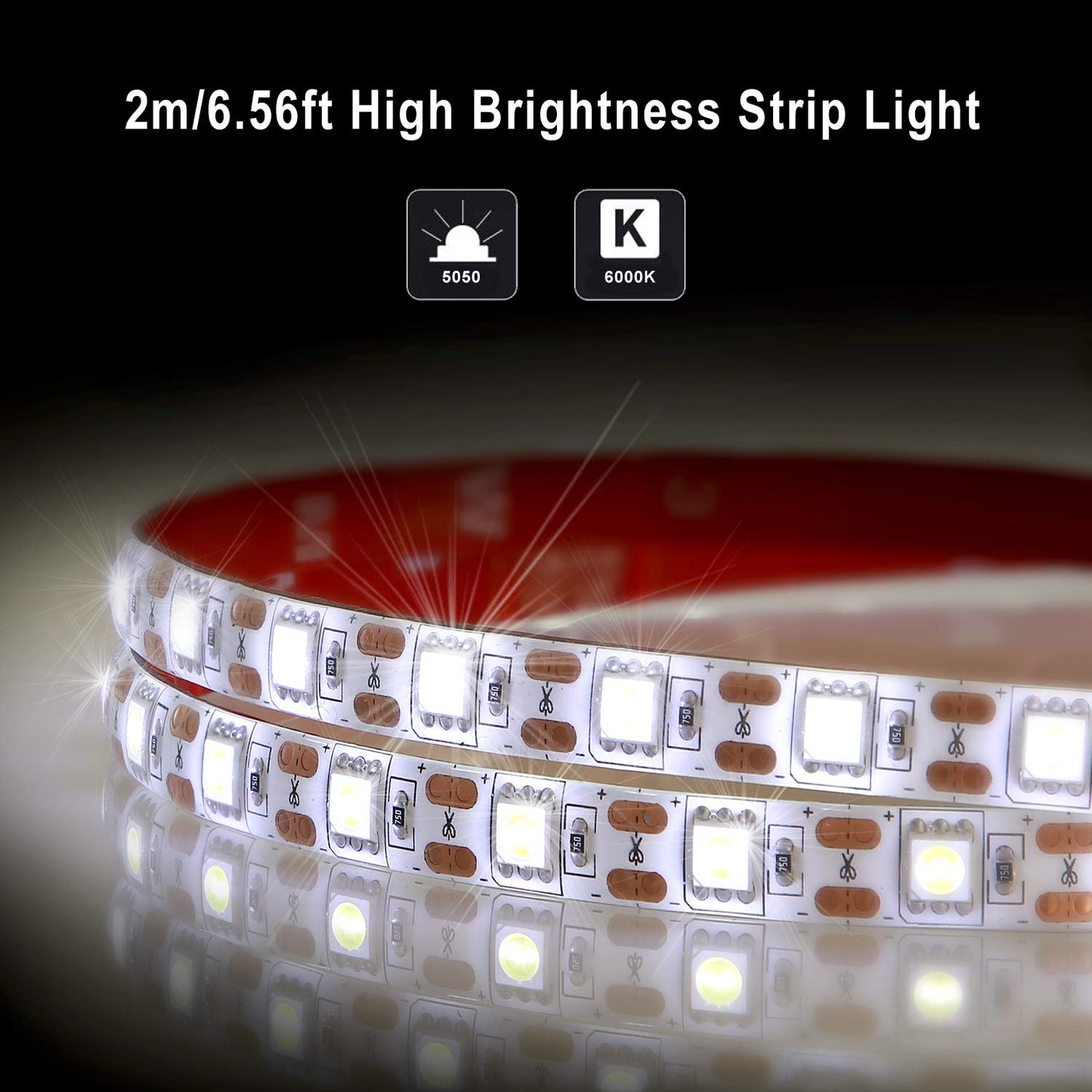 Geekeep White Led Strip Lights Battery Powered, Cordless Light Strip, Waterproof Led Light Strips Battery Powered, Wireless Battery Operated Strip