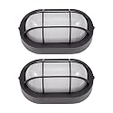 GRUENLICH LED Bulkhead Light, Flush Mount for Wall or Ceiling, 6W, 600 Lumen, Dimmable 5000K Daylight White, Aluminum Housing, Outdoor Rated, Black