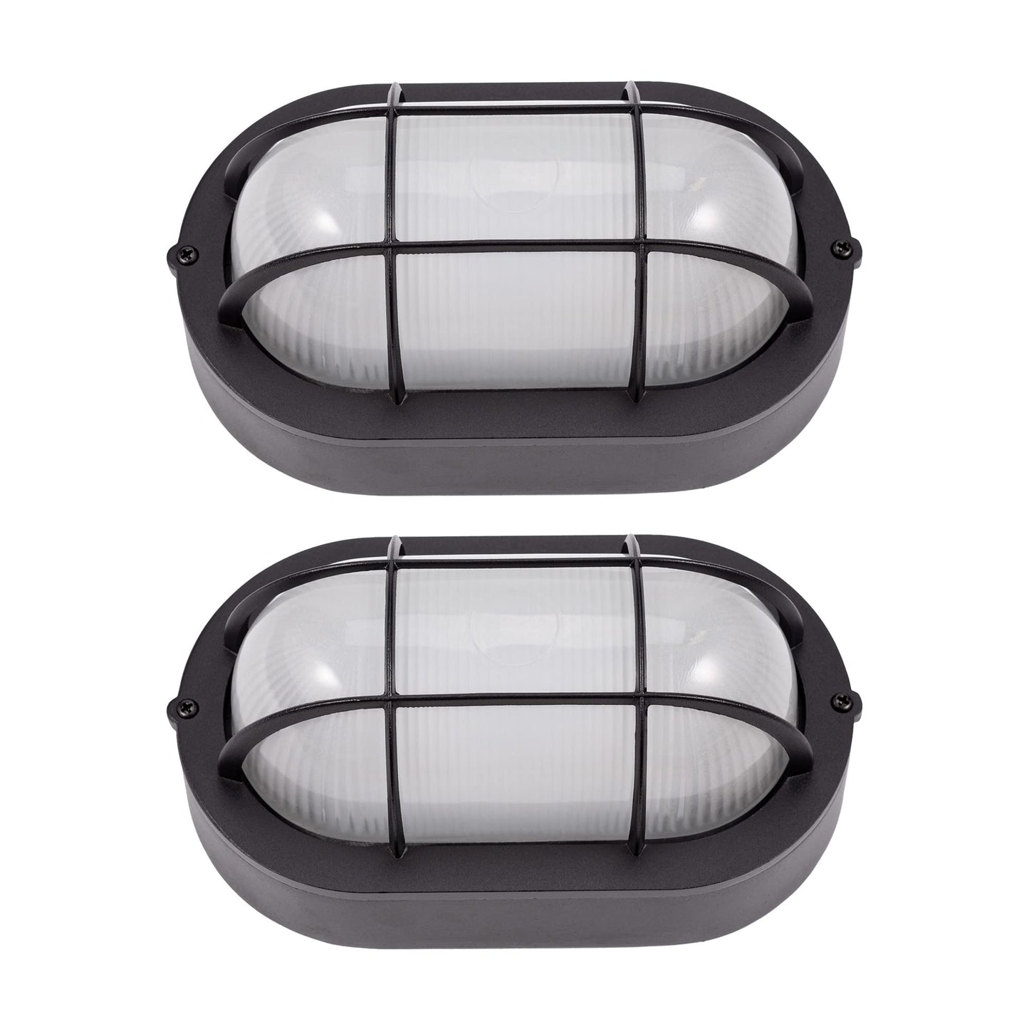 GRUENLICH LED Bulkhead Light, Flush Mount for Wall or Ceiling, 6W, 600 Lumen, Dimmable 5000K Daylight White, Aluminum Housing, Outdoor Rated, Black
