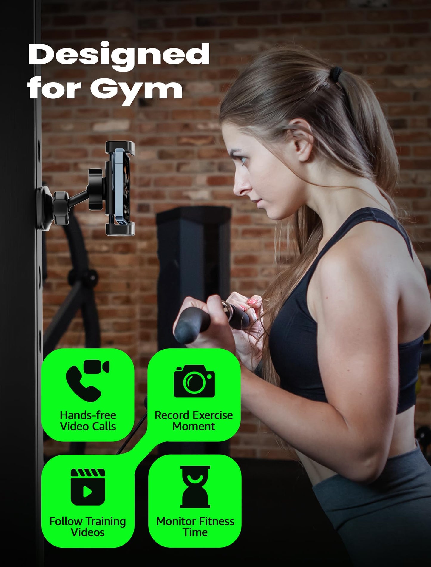 gliship Gym Magnetic Phone Holder, Portable Magnetic Phone Holder Phone Mount Gym Essentials Accessories, 360° Adjustable Dual Ballhead Rotatable