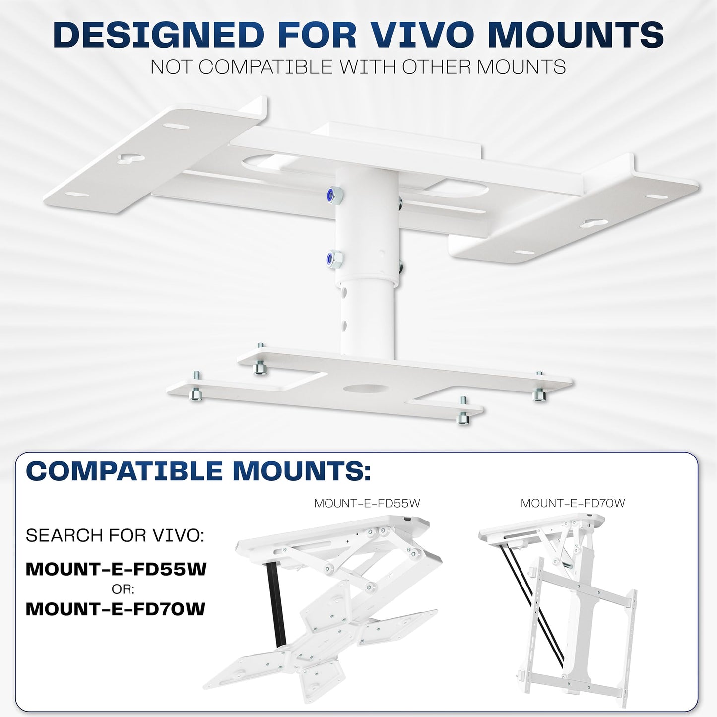 VIVO Drop Ceiling Mount Designed for MOUNT-E-FD55W and MOUNT-E-FD70W Electric Ceiling TV Mounts, Holds Screens up to 77 lbs, 4 Height Settings