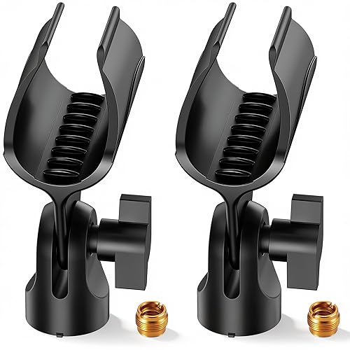 InnoGear Microphone Clip, Adjustable Mic Holder with 3/8" to 5/8" Adapter for HyperX SoloCast, HyperX QuadCast S, Blue Yeti, Shure SM58 and Other Mics