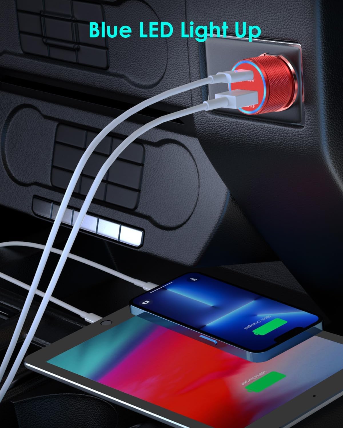 2 Pack USB C Car Charger,Dual USB A & USBC Car Charger Fast Charging,PD/QC Car Phone Charger USB C Cigarette Lighter Adapter for iPhone