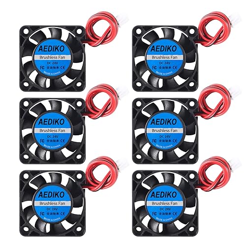 AEDIKO 6pcs 4010 Fan 24V 3D Printer Cooling Fan 40x40x10mm Mini Brushless Fan with 2 Pin Terminal for Ender 3 Pro 3X CR-10S 3D Printer