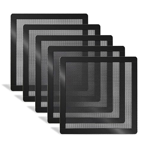 140mm PC Fan Dust Filter Magnetic Frame Computer Fan Grills Black Dust Mesh PC Cooler Filter Screen Dustproof Case Covers 5 Pack