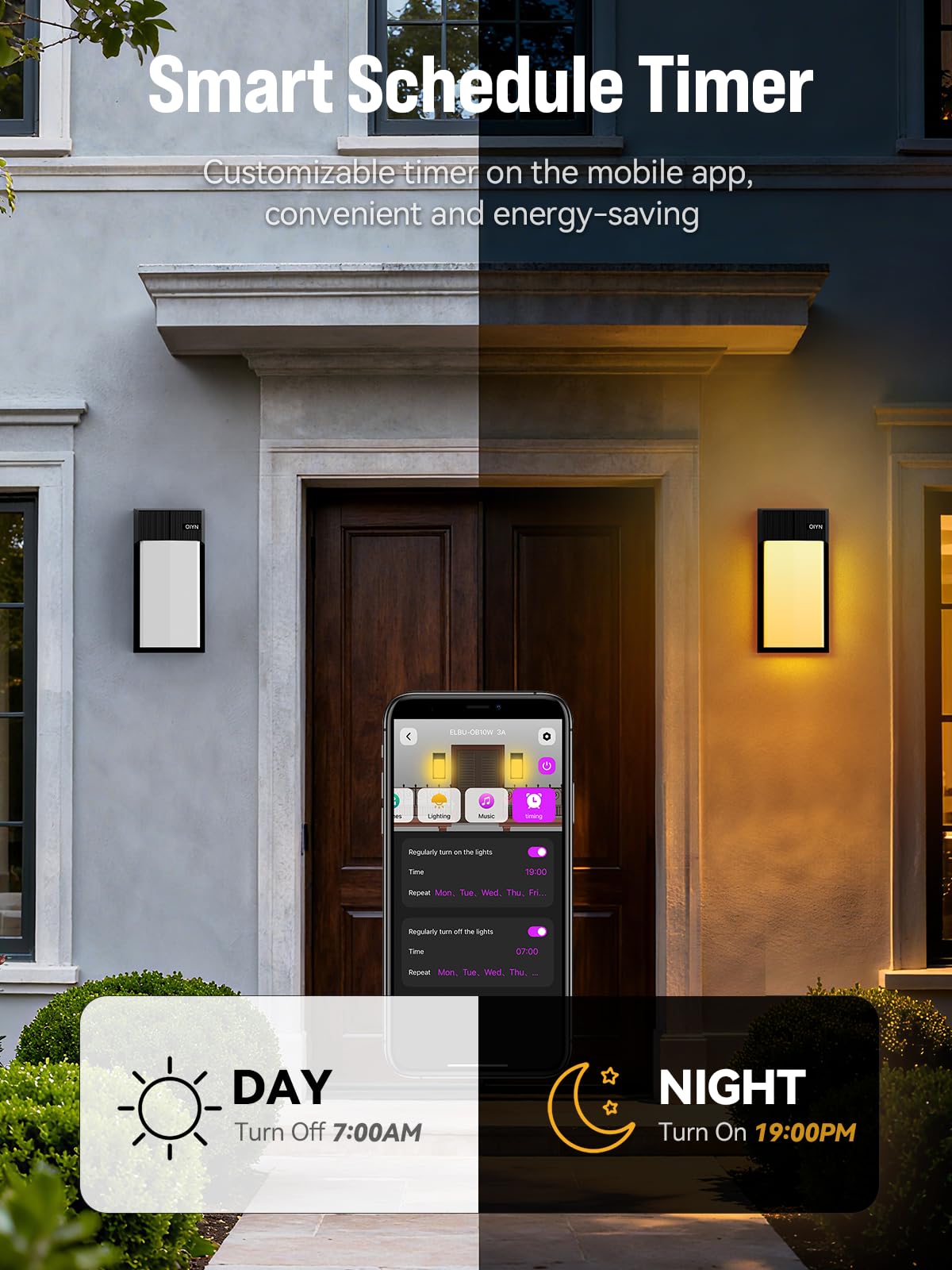 OIYN Outdoor Wall Light, Smart RGBICWW Porch Lights Outdoor, 1500LM Modern Wall Sconce with 30+ Scene Modes, Retome & APP Control, IP65 Waterproof