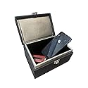 Faraday Box for Car Keys, RFID Signal Blocking Key Fob Protector, Large Capacity Suede Anti-Theft Box with Silver Buckle (Fits Multiple Keys, Phones