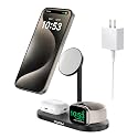 KU XIU Aluminum Alloy 3 in 1 Charging Station for Apple, Magnetic Wireless Charger Stand for iPhone 16/15/14/13/12 Series, 5W Fast Wireless Travel