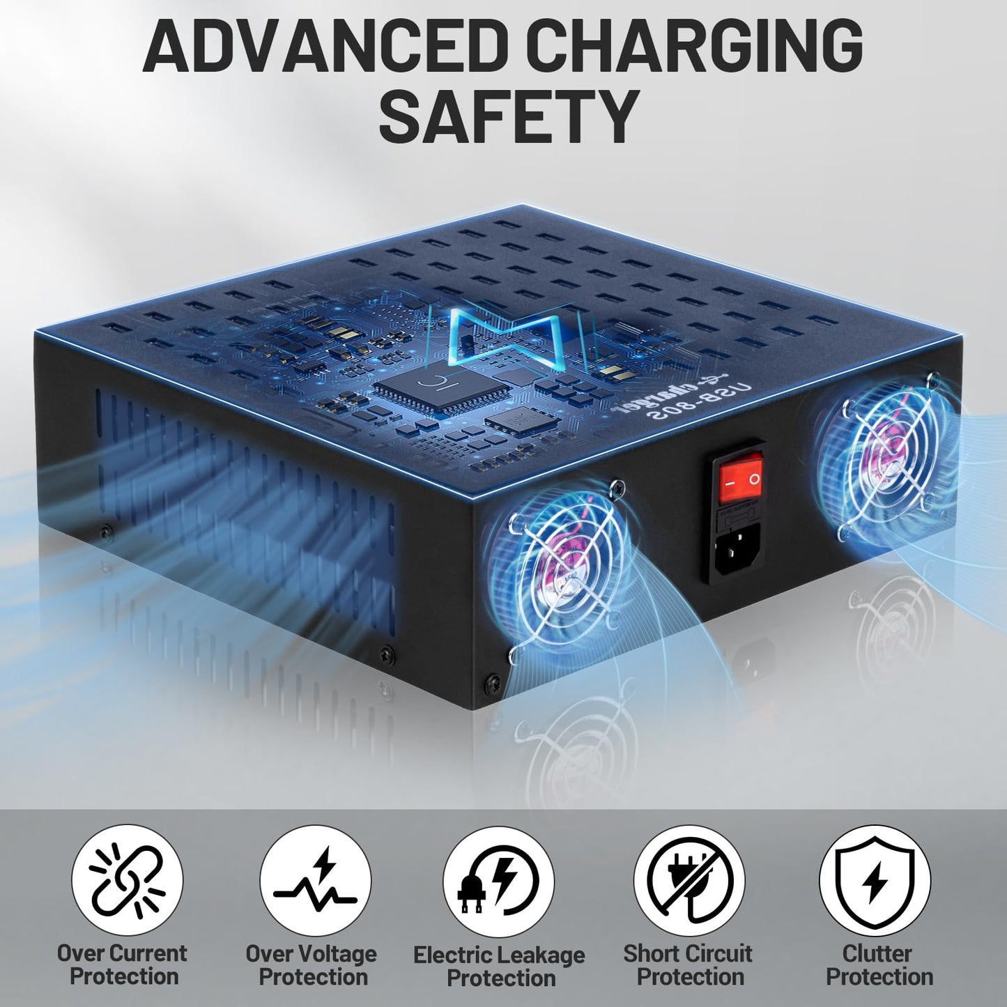 Multiple USB Charging Station, MIXILIN 80 Ports 800W(150A) Fast Charger Station with Power Switch, Desktop Charging Station for Multiple Devices