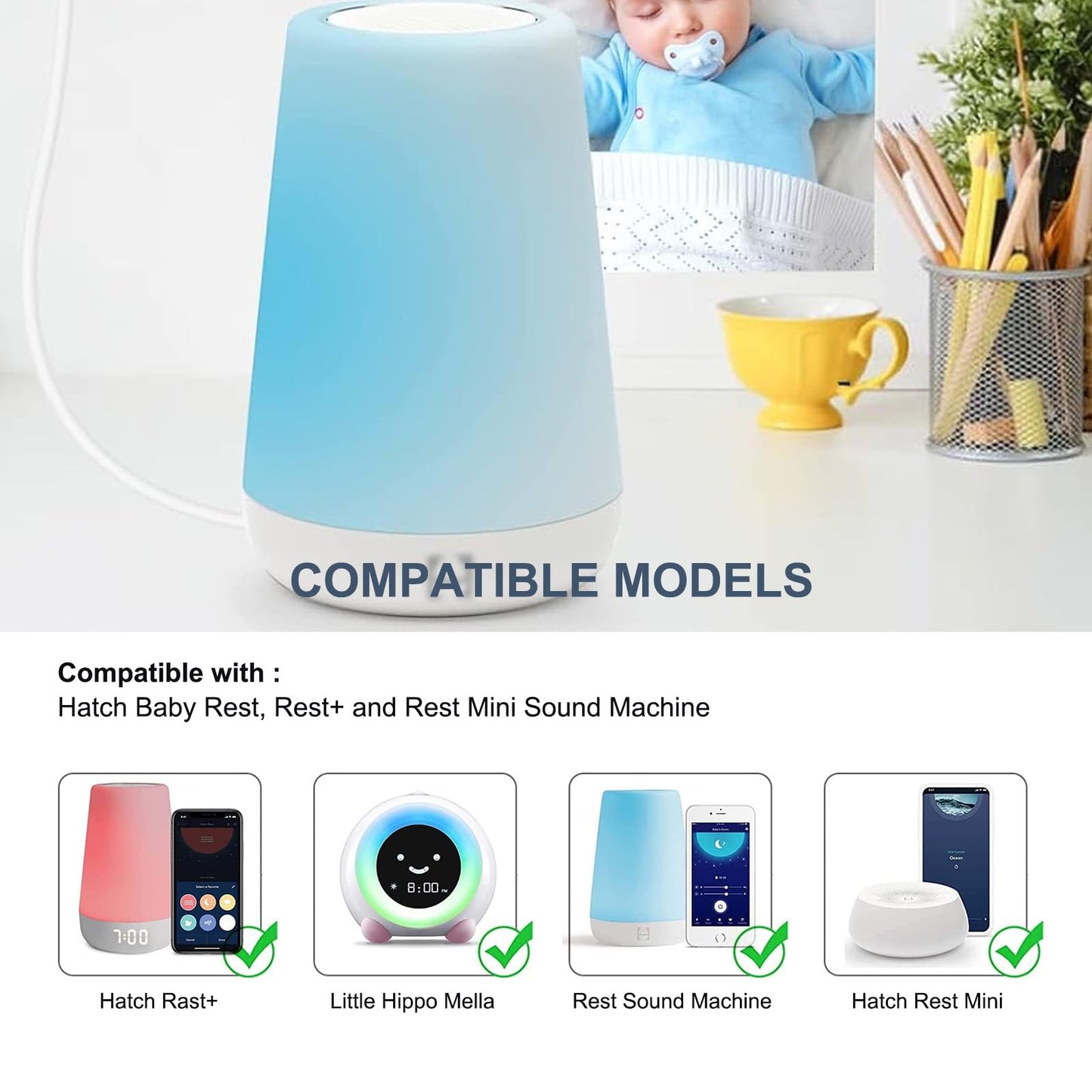 5V 2A AC/DC Adapter Charger Power Cord Replacement for Hatch Baby Rest, Rest+ and Rest Mini Night Light & Sound Machine