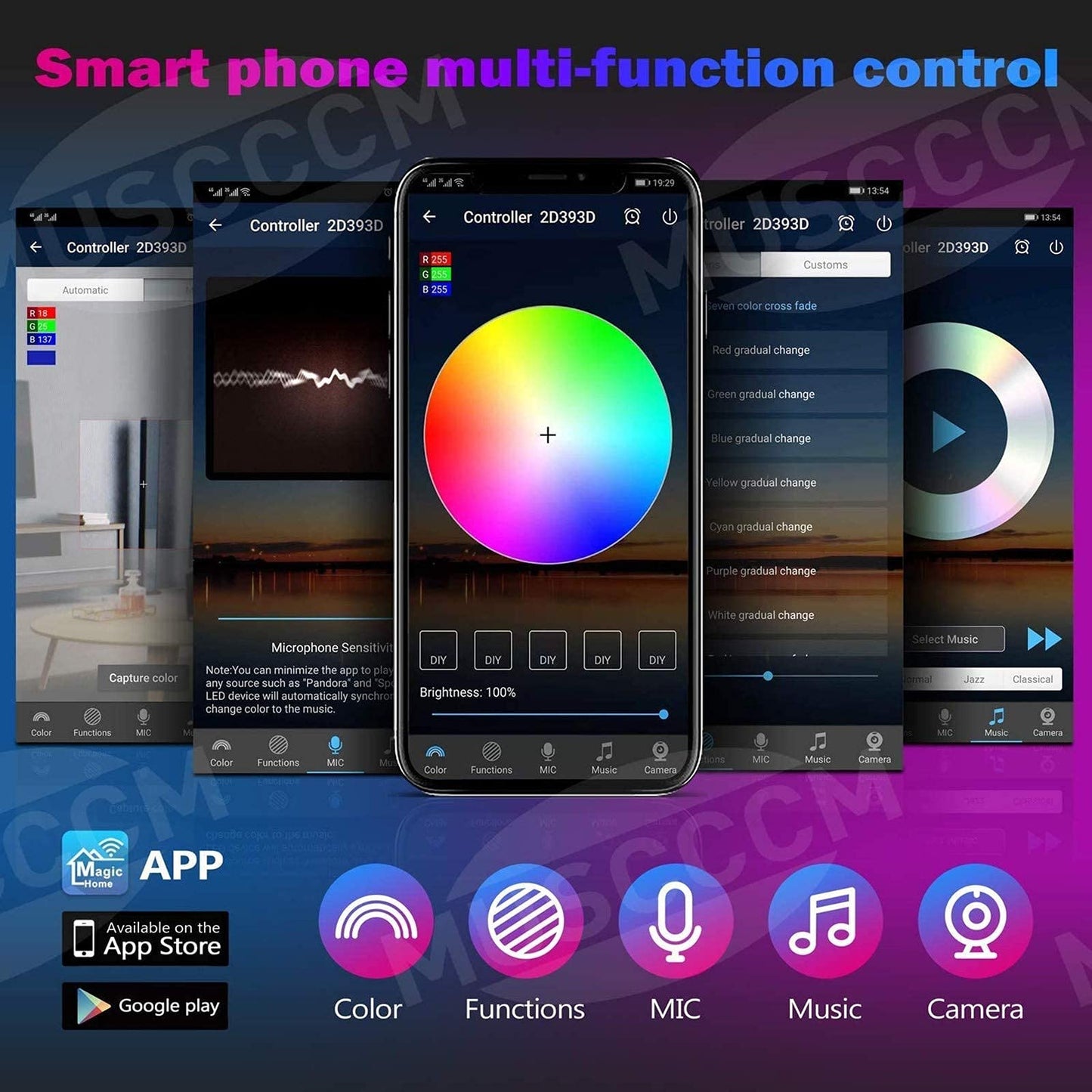 MIHEAL Led Light Strip, WiFi Wireless Smart Phone Controlled 65.6ft Non-Waterproof Strip Light Kit Black PCB 5050 LED Lights,Working with Android