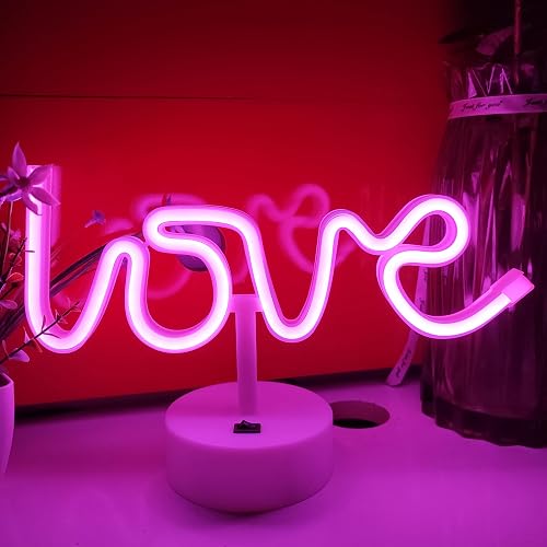 JYWJ Neon Signs with Holder Base,USB or 3-AA Battery Powered Neon Light,LED Table Decoration,Bedroom Wall Decoration,Birthday Gift,Wedding Supplies