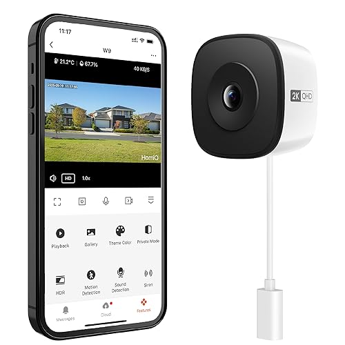 HOMIQ LIFE Window Security Camera 3MP 2K, Indoor WiFi Cameras 2.4GHz/5GHz with Colorvue AI Color Night Vision, Person Detection with Auto-Focus, 24/7