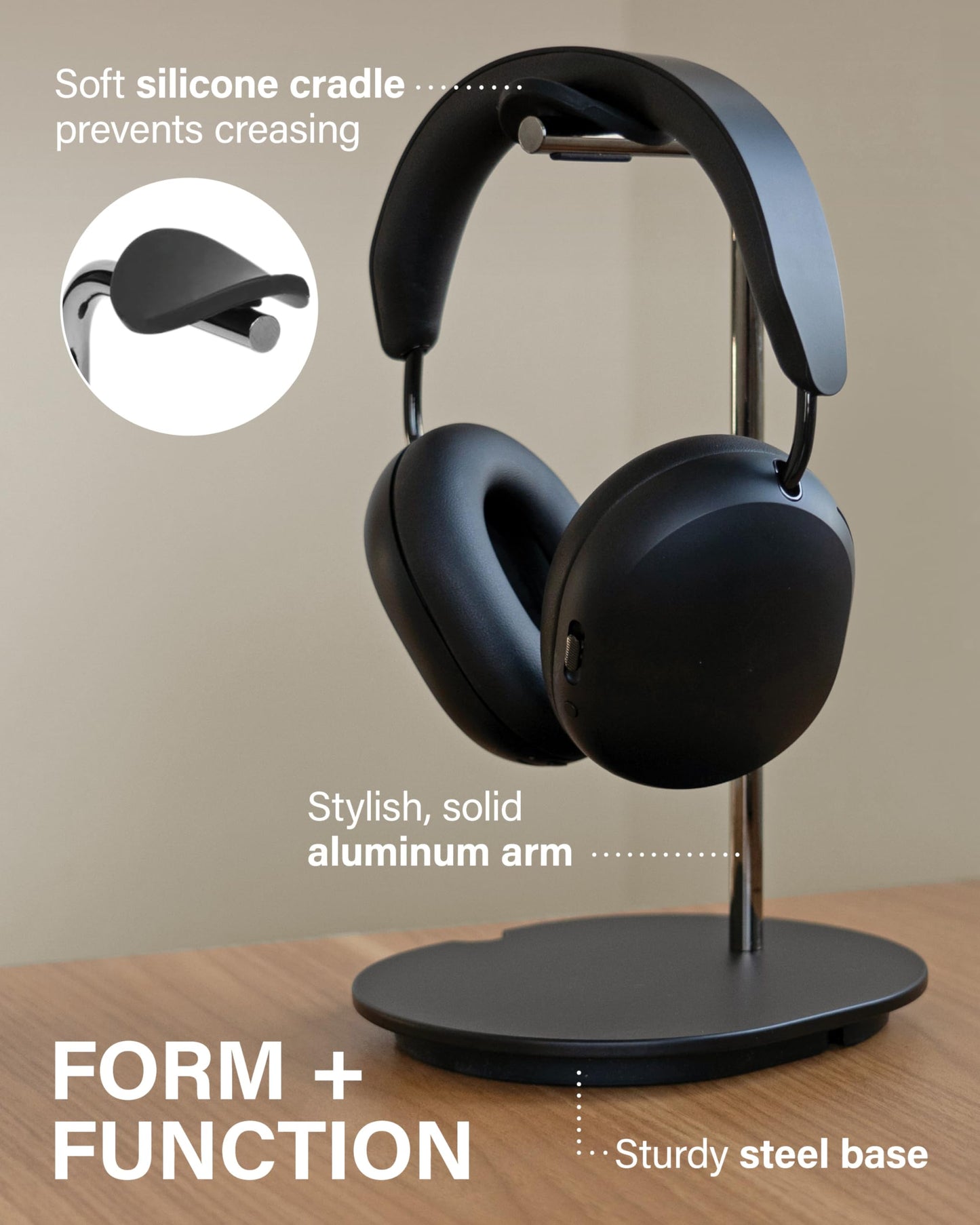 Sanus Sonos Ace Headphones Stand - Premium Stand w/Silicone Cradle Prevents Creasing & Built-in Cable Management w/Magnetic Clip for Fast Charging…