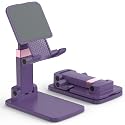 HZZADZXW Cell Phone Stand for Desk, Adjustable Height & Angle Phone Holder, Foldable Portable Stand with Anti-Slip Silicone Pad, Compatible