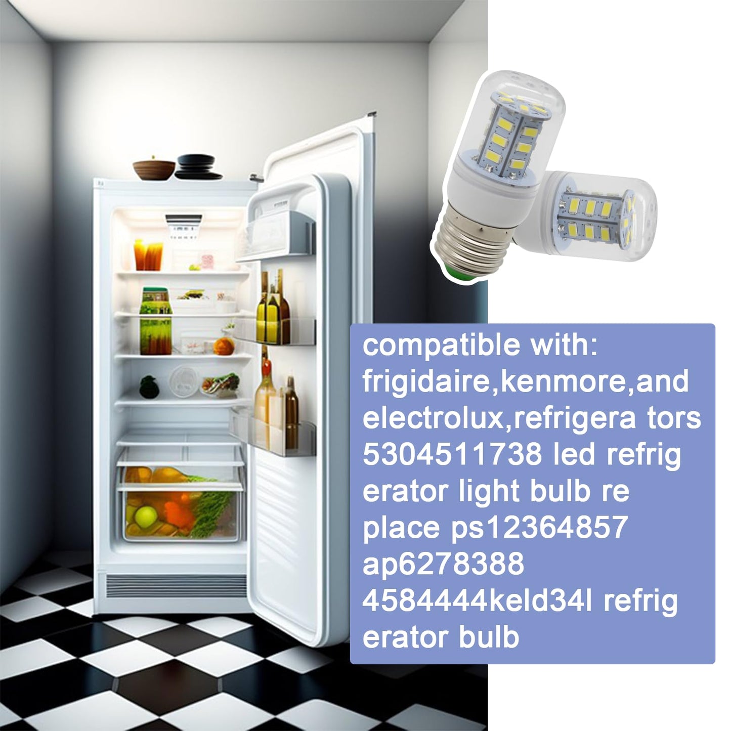 Delixike 5304511738 LED Refrigerator Replace PS12364857 AP6278388 4584444 Fits Frigidaire Electrolux Kenmore Freezer White Bulb,3.5w E27 Base?1Pcs?