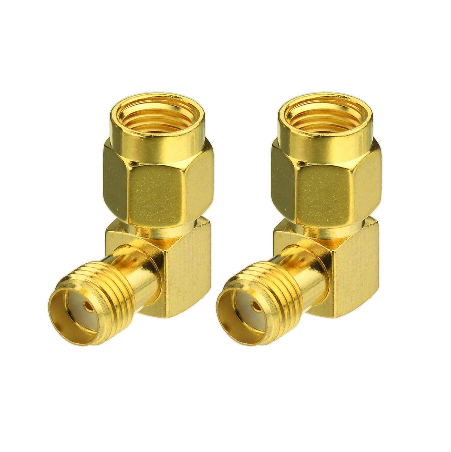 Bingfu RP-SMA Male to SMA Female Right Angle Antenna Connector Adapter (2-Pack) for FPV Drone Controller WiFi Router PCIE Network Card Adapter