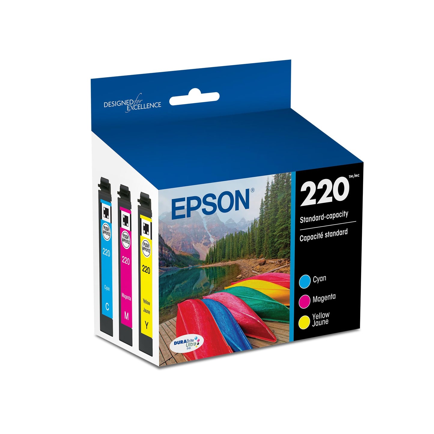EPSON 220 DURABrite Ultra Ink Standard Capacity Color Combo Pack (T220520-S) Works with WorkForce WF-2630,2650, 2660, 2750, 2760 and Expression