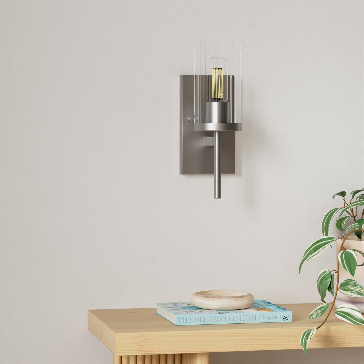 Golden Lighting 7011-1W PW-CLR Winslett Sconce, Pewter