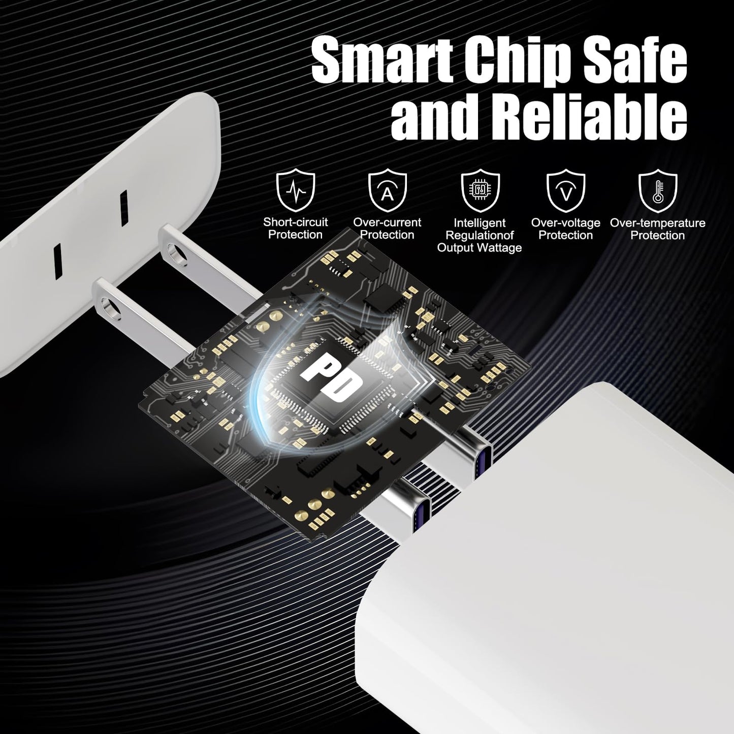 USB C Charger for i-Phone 16 Fast Charging 2-Pack 20W 2in1 Dual Port USB Charger Block with 10FT Long USB C to C Charging Cable for i-Phone 16/16