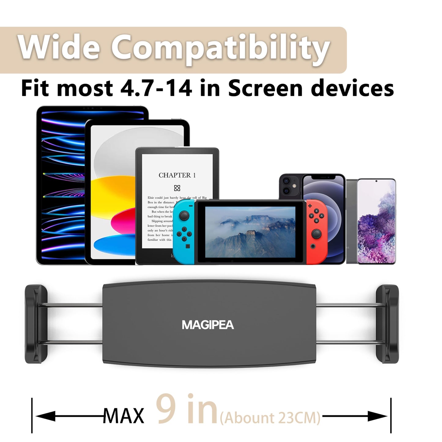 Tablet Stand Holder, Mount Holder Clip with Grip Flexible Long Arm Gooseneck Compatible with ipad iPhone/Nintendo Switch/Samsung Galaxy Tabs/Amazon