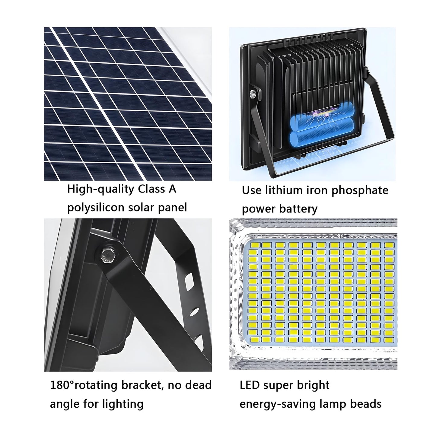 DuBom 100w to 800w 6500K Solar Flood Light Outdoor Remote, IP67 Waterproof Solar Power Security Light Auto On/Off, Dusk to Dawn for Yard, Gazebo