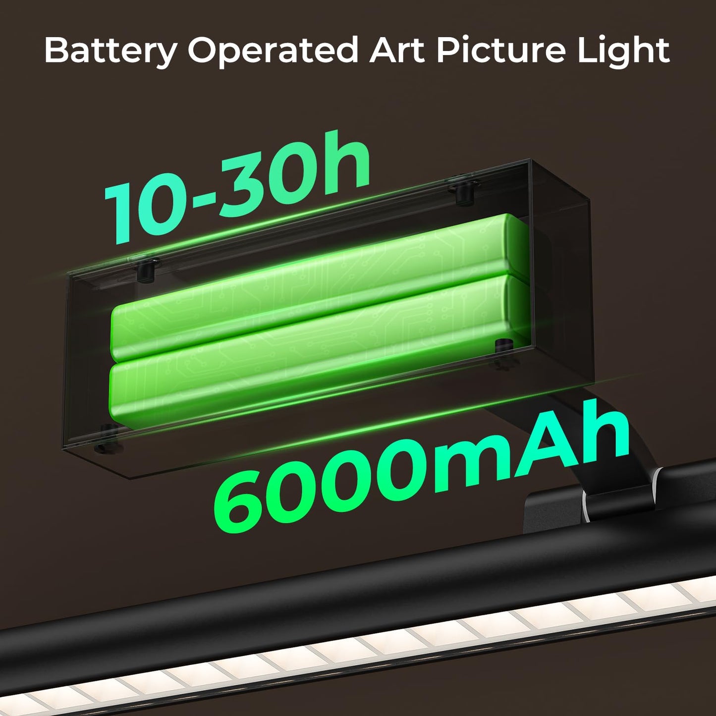 Eclipterra Wireless Picture Lights for Wall, 24in Battery Operated Wall Light for Painting Rechargeable CCT Rotatable Art Gallery Light with Remote