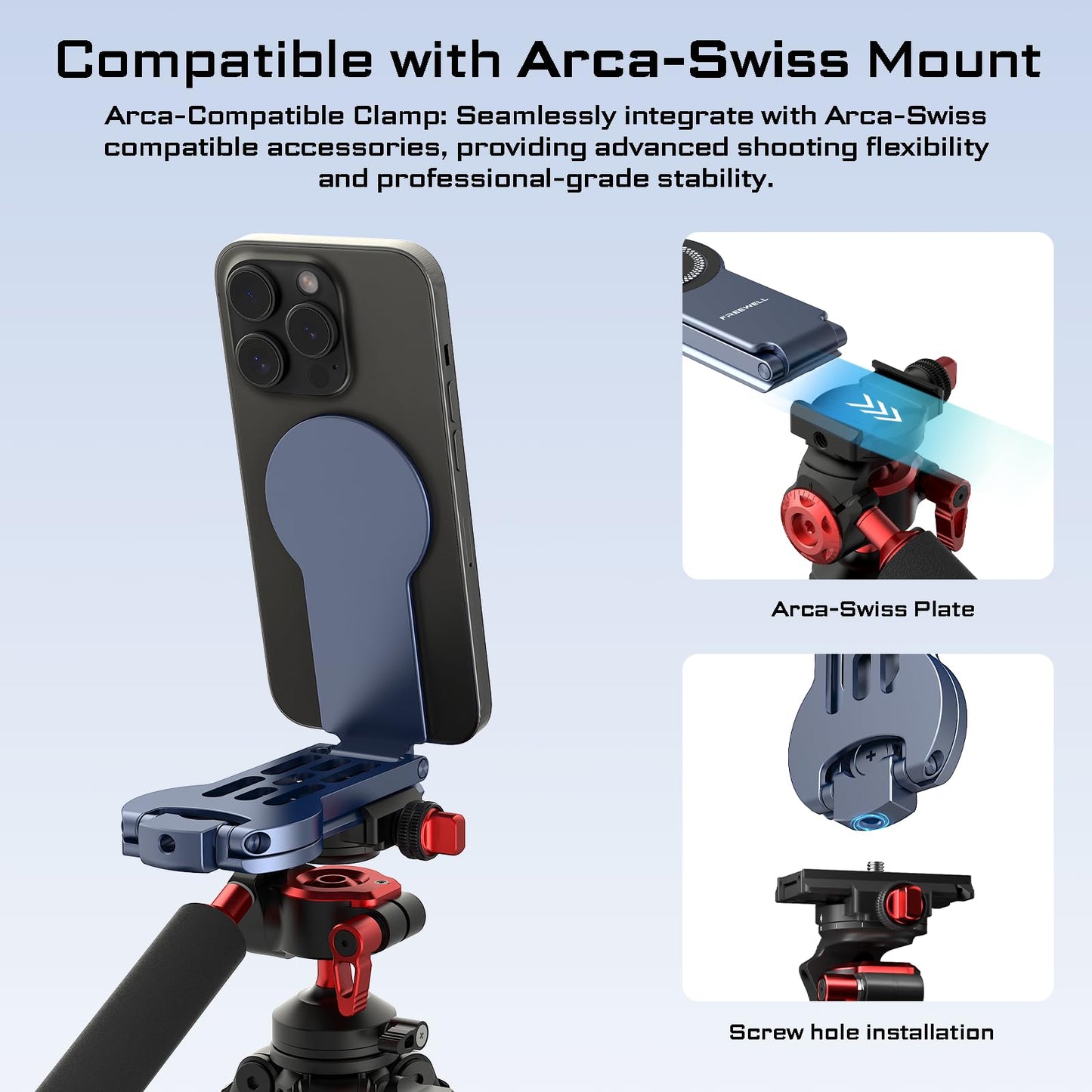 Freewell Magnetic Foldable Phone Tripod Stand Selfie Stick for iPhone & Samsung - Arca-Compatible & Rig Angle Adjustment & MagSafe Compatible