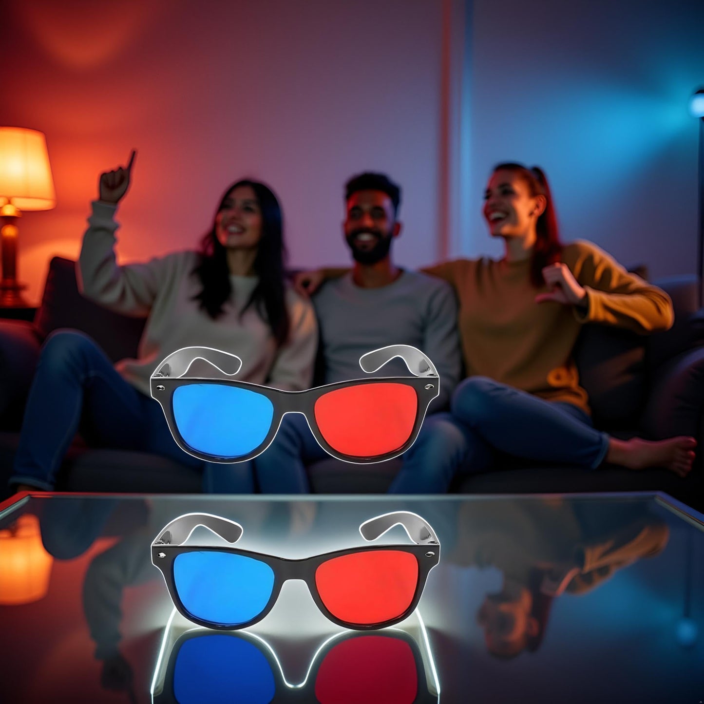 2Pcs Red and Blue 3D Glasses Universal TV Movie Dimensional Video Frame 3D Glasses DVD Game Glass 3D Style Glasses for 3D Movies Games, 3D Viewing