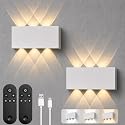 Shelprojsu LED Cordless Wall Sconce Set of 2, 5200mAh Rechargeable Battery Operated Wall Lamp with Remote Control, 3 Colors and Dimmable Magnetic