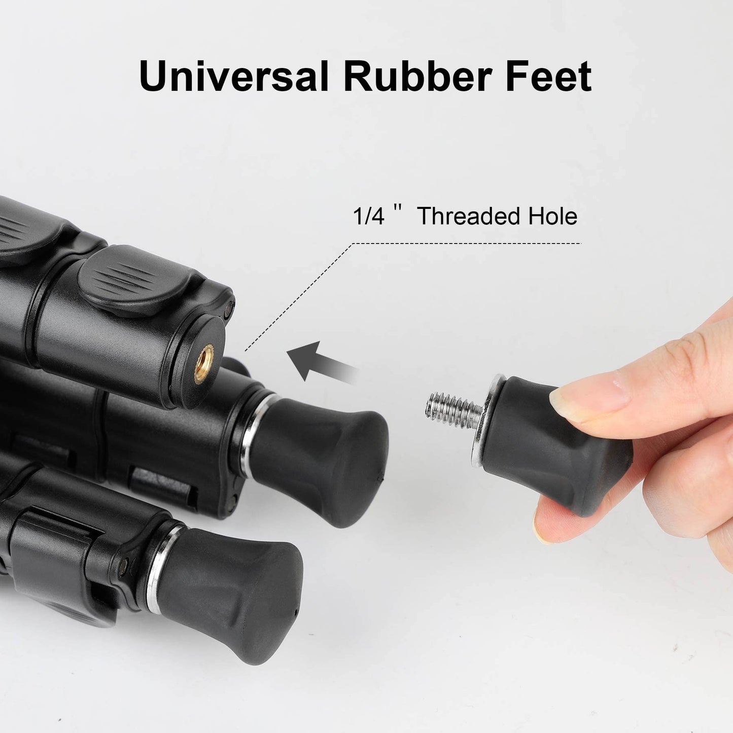 Nineigh 3 Pcs Tripod Feet Rubber Universal Anti-Slip 1/4" Rubber Foot & Stainless Steel Tripod Spike Feet for Universal Aluminum Tripod Leg