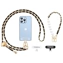 MoKo Phone Lanyard Crossbody, Universal Phone Chain for iPhone, Samsung, Most Smartphones, Neck Strap × 1, Beaded Wrist Strap x 1, Patches × 2, Black