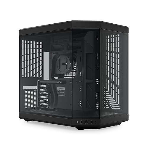 Hyte Y70 Upgraded Modern Aesthetic Dual Chamber Panoramic Tempered Glass Mid-Tower ATX Computer Gaming Case with PCIE 4.0 Riser Cable Included, Black