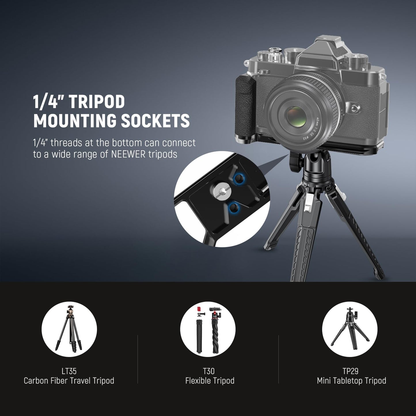 NEEWER Zf Handgrip L Shaped Grip Compatible with Nikon Z f Camera, Retro Mounting Baseplate L Bracket with Handle, Thumb Grip & Aluminum Shutter