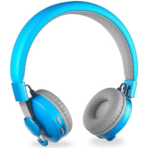 LilGadgets Bluetooth Headphones - Ages 4+ - On-Ear, Blue - Volume-Limited Kids Headphones for School with SharePort Tech & Mic - SoftTouch Padding, 12