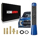 ICBEAMER 3" Carbon Fiber Polished Finish & Dark Navy Blue Aluminum Short Automotive Antenna with Internal Copper Coil Universal Work for AM/FM Radio