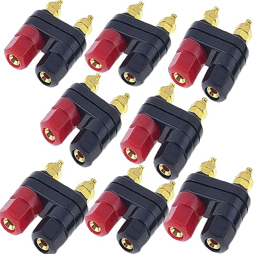 Sopepoyie 8PCS Terminal Binding Post Gold Plated Insulated Terminal Dual 2 Way Female Banana Plug Jack