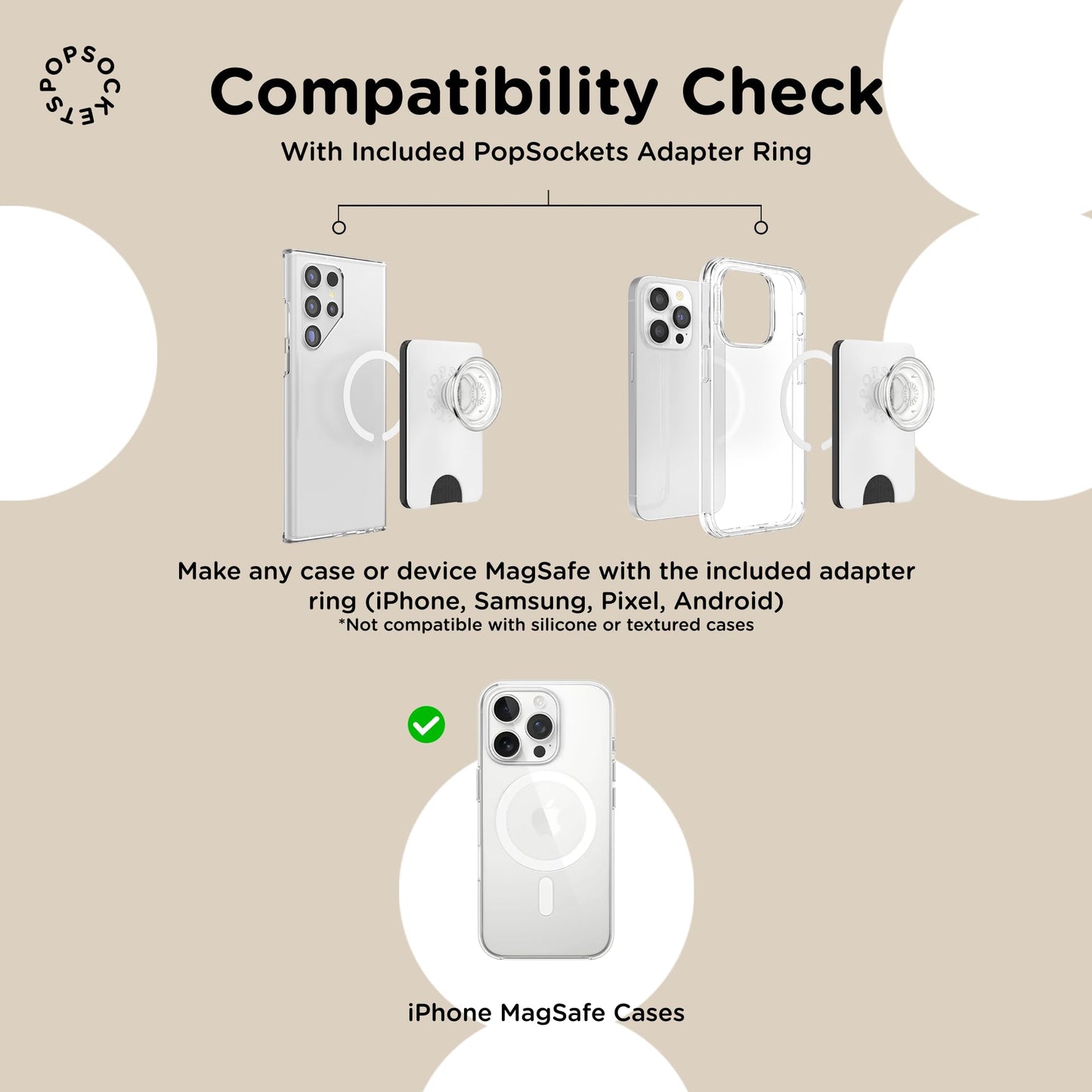PopSockets Softgoods Phone Wallet and Adapter Ring for MagSafe, Phone Card Holder, Wireless Charging Compatible, Wallet Compatible with MagSafe