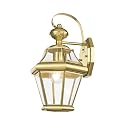 Livex Lighting 2161-02 Outdoor Wall Lantern with Clear Beveled Glass Shades, Polished Brass