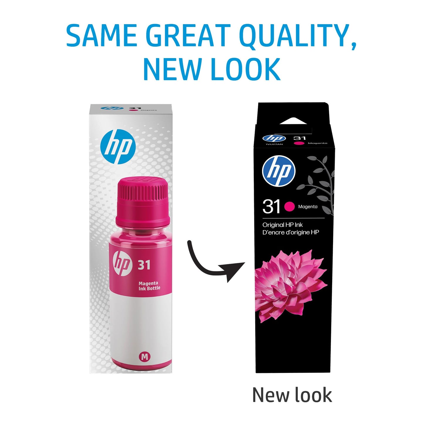 HP 31 | Ink Bottle | Magenta | Up to 8,000 Pages per Bottle | Works Smart Tank Plus 651 Smart Tank Plus 551 | 1VU27AN | Packaging May Vary