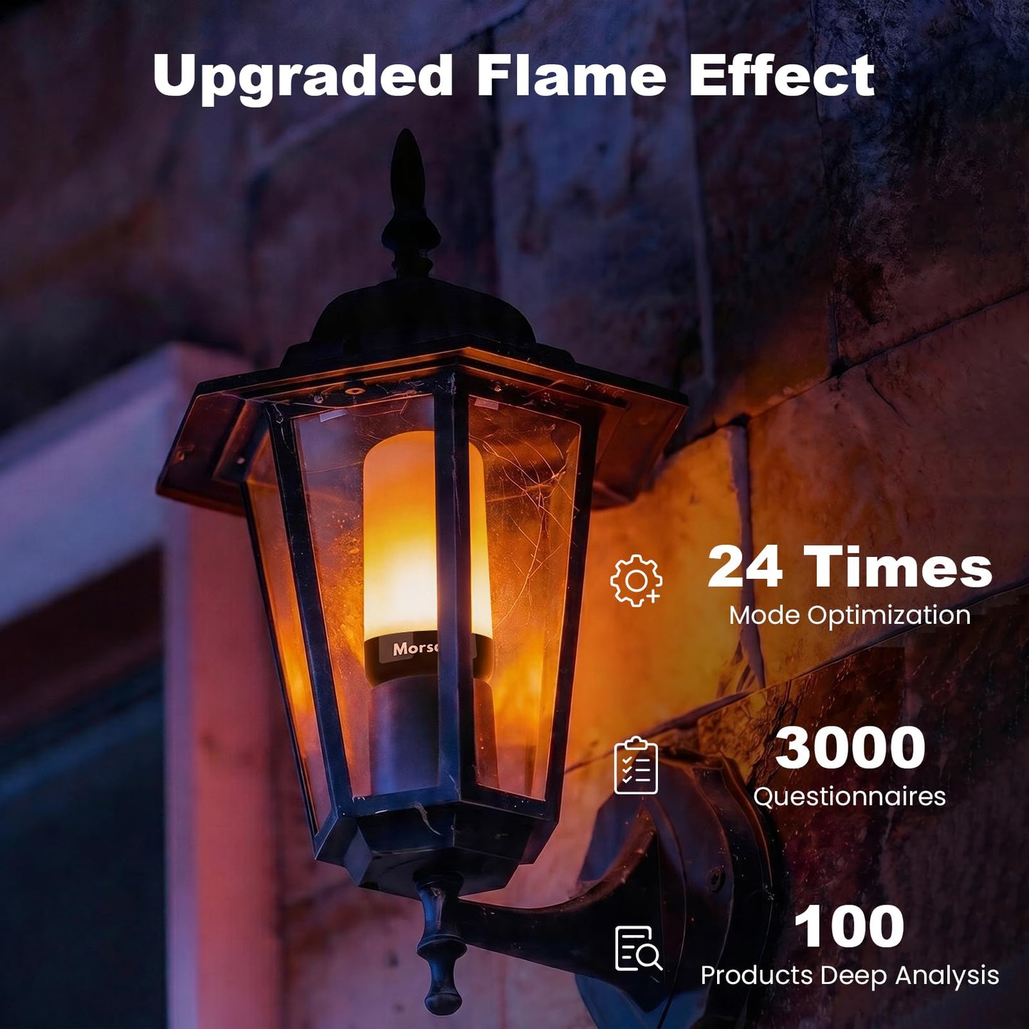 Morsatie E26 Flame Light Bulb Real Flickering Effect, 4 Mode for Home Decor