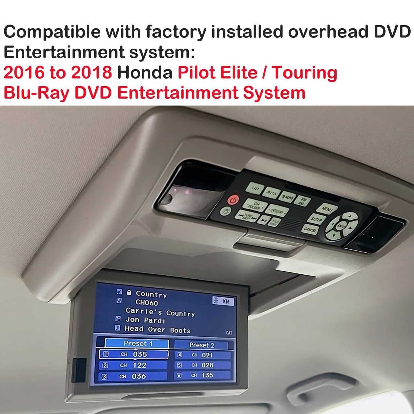 Replacement Remote Control for Honda Pilot Elite/Touring Rear Entertainment BIU-Ray DVD 39560TG7A01 39560-TG7-A01 2016 2017 2018