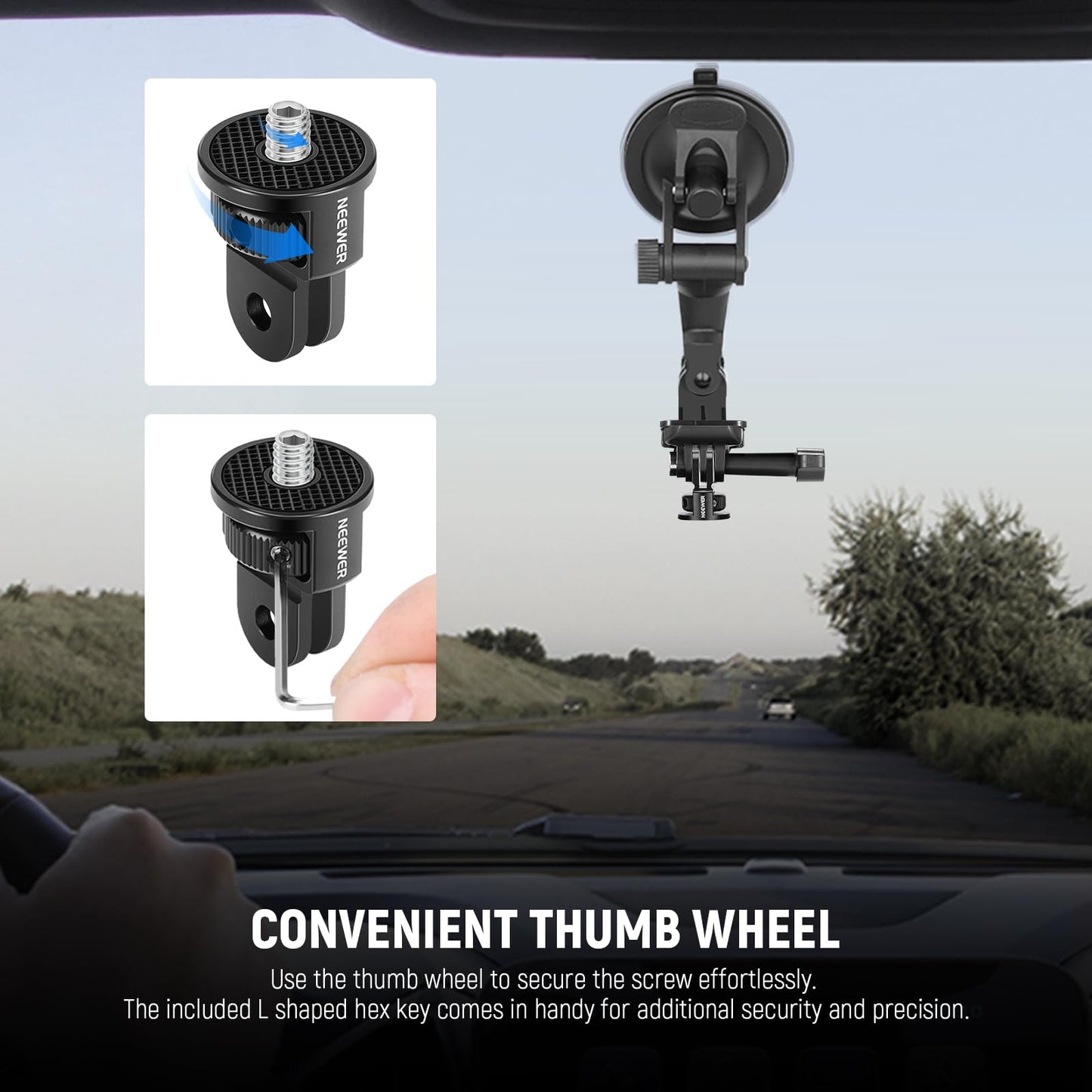 NEEWER Action Camera Mount Adapter with 1/4" Screw Aluminum Alloy Compatible with GoPro Hero 13 12 Insta360 X4 X3 DJI Osmo Pocket 3 Creator Combo