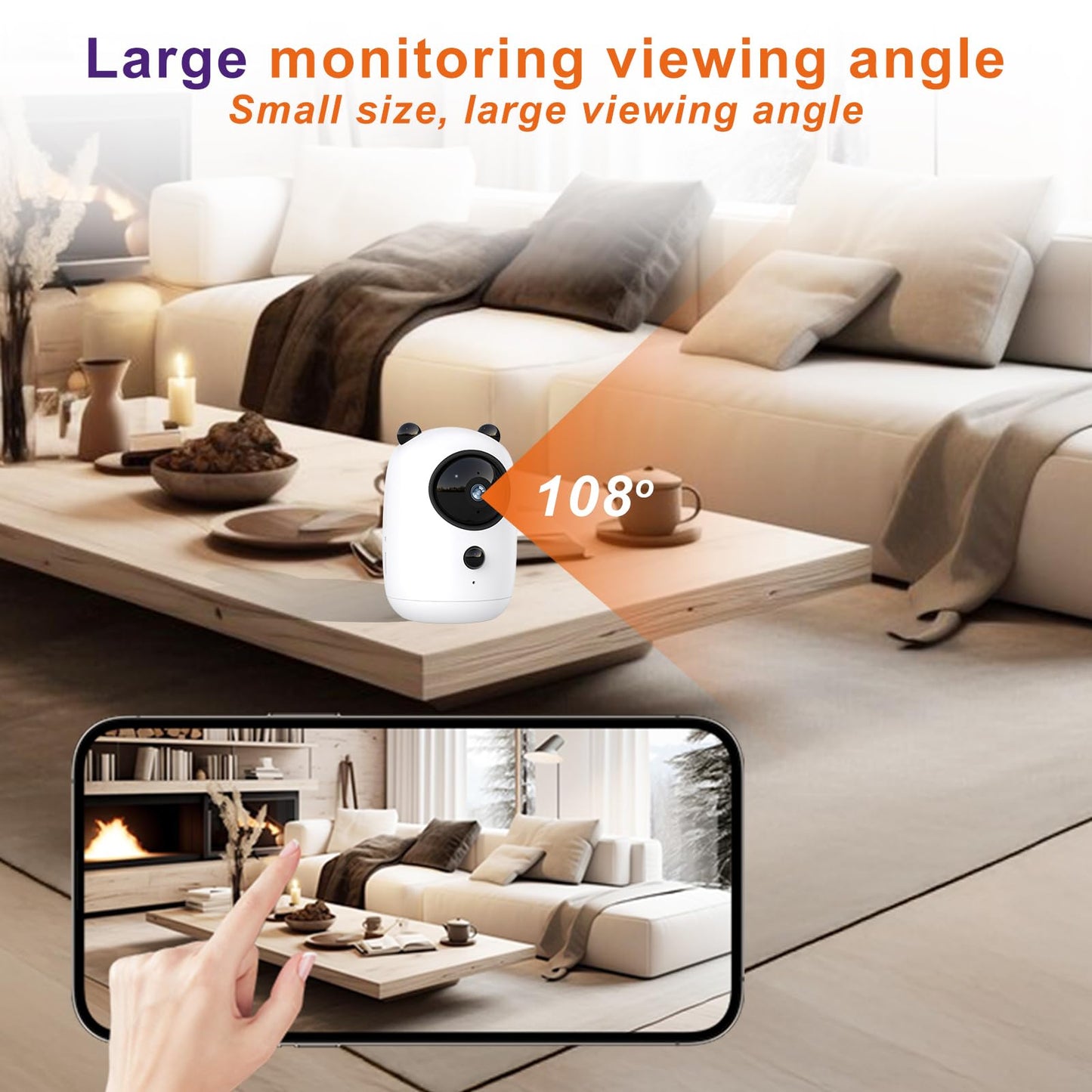 4MP 2K Security Camera Wireless 2.4GHz WiFi Indoor Cameras for Home Security Indoor Camera for Baby/Pet/Elder 2 Way Audio Night Vision Compatible
