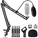 InnoGear Microphone Stand, Adjustable Mic Stand Set for Blue Yeti Nano Suspension Boom Scissor Arm Stand with 5/8" to 3/8" Screw, 5/8" to 1/4 Screw
